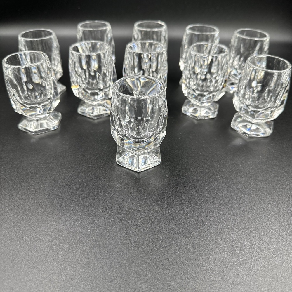 Vintage Bavarian Bleikristall Mini Stem Shot Glasses Set of 11 Germany‎ Crystal
